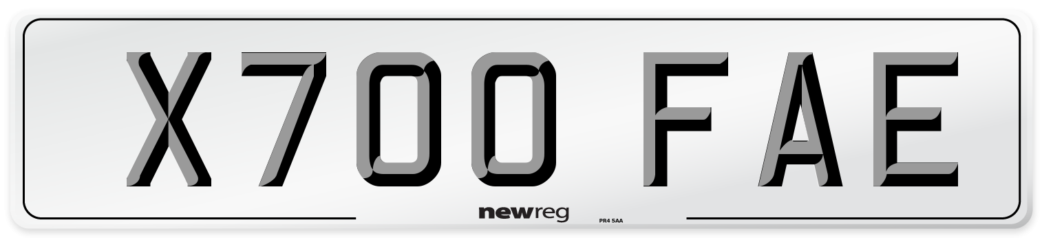X700 FAE Number Plate from New Reg